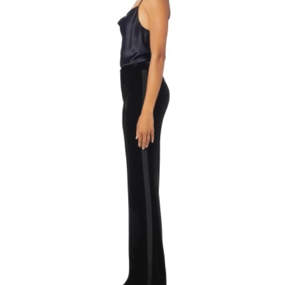 🪲 RARE Veronica Beard Ramsey Wide-leg High-waist Velvet Tux Pants, Black - Picture 2 of 15